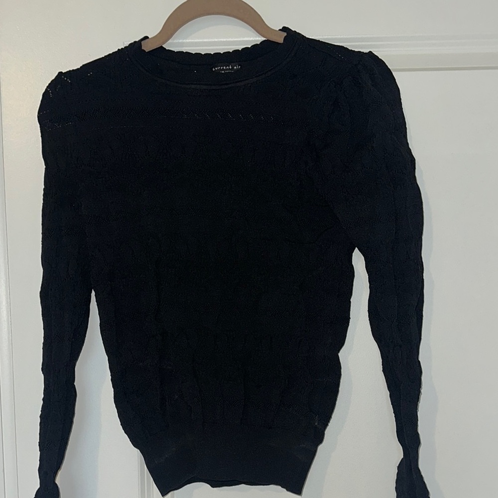 Current Air Black Textured Blouse